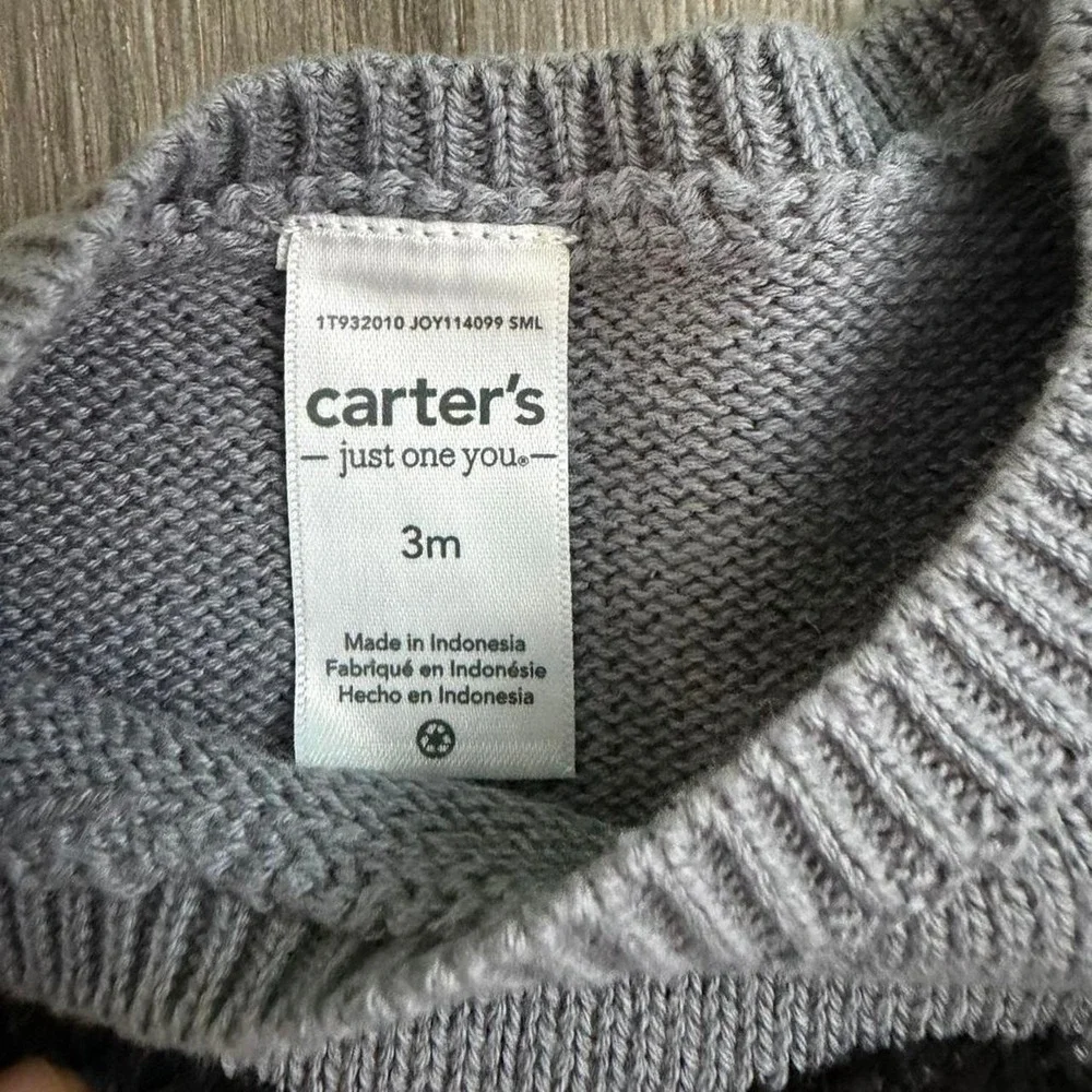 Gray Baby Girl Knit Carter's Sweater Pants Set Bow Design Size 3 Months NWT